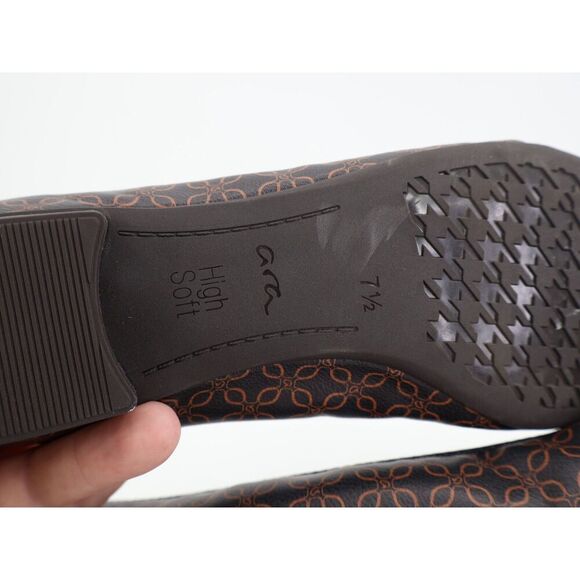 Ara Belinda Ballet Flat Black Brown Vegan Size 10 Cap Toe Bow Slip On Shoes - Picture 10 of 13